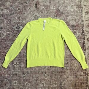 Victoria's Secret PINK Neon Yellow Lime Crewneck Soft Fuzzy Sweater Size XL NWT